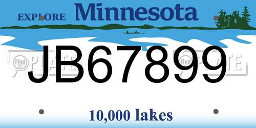 JB67899 Minnesota License Plate