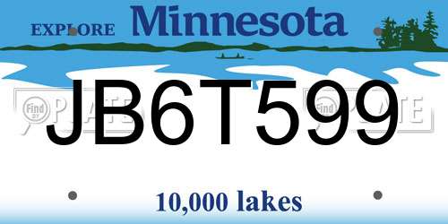 JB6T599 Minnesota License Plate