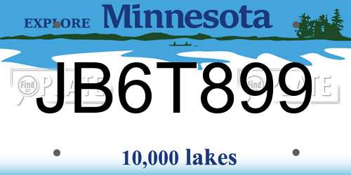 JB6T899 Minnesota License Plate
