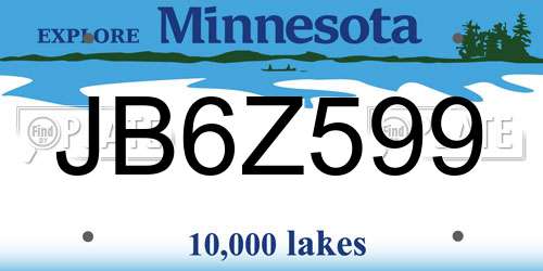 JB6Z599 Minnesota License Plate
