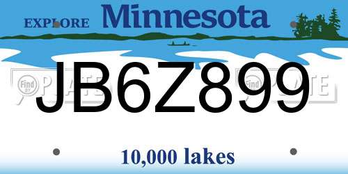 JB6Z899 Minnesota License Plate