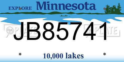 JB85741 Minnesota License Plate