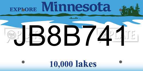 JB8B741 Minnesota License Plate