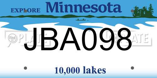 JBA098 Minnesota License Plate