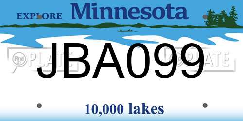JBA099 Minnesota License Plate