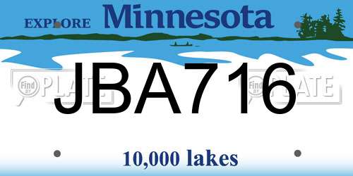 JBA716 Minnesota License Plate
