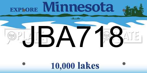 JBA718 Minnesota License Plate
