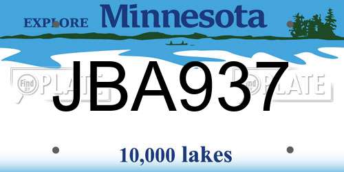 JBA937 Minnesota License Plate