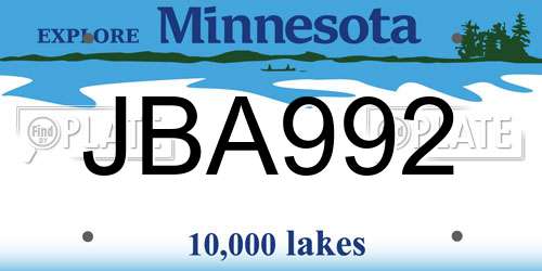 JBA992 Minnesota License Plate