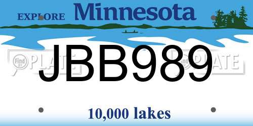 JBB989 Minnesota License Plate