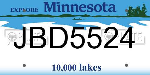JBD5524 Minnesota License Plate