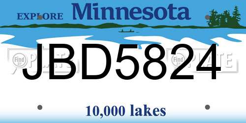 JBD5824 Minnesota License Plate