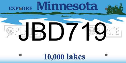 JBD719 Minnesota License Plate
