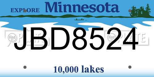 JBD8524 Minnesota License Plate
