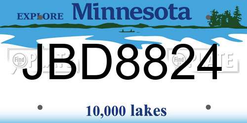 JBD8824 Minnesota License Plate