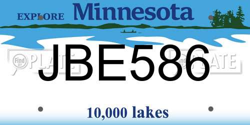 JBE586 Minnesota License Plate