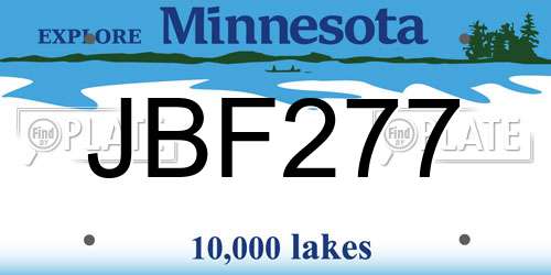 JBF277 Minnesota License Plate