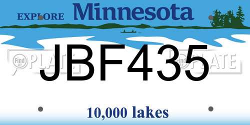 JBF435 Minnesota License Plate