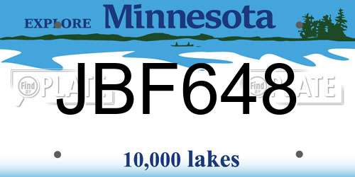 JBF648 Minnesota License Plate