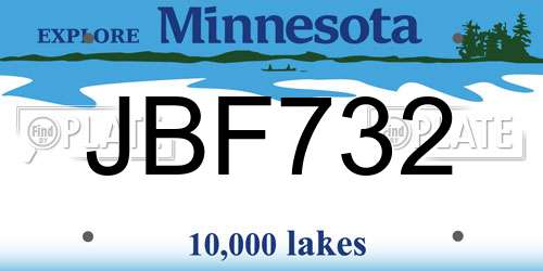 JBF732 Minnesota License Plate