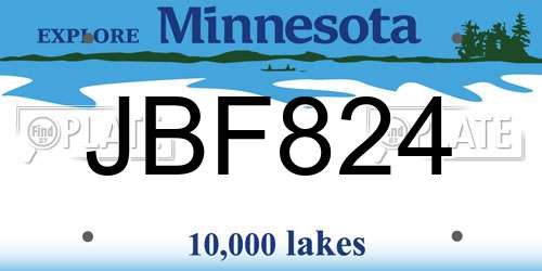JBF824 Minnesota License Plate