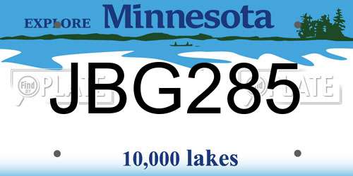 JBG285 Minnesota License Plate