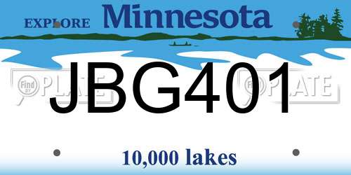 JBG401 Minnesota License Plate