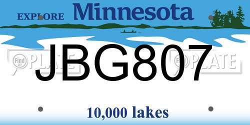 JBG807 Minnesota License Plate