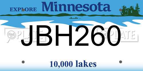 JBH260 Minnesota License Plate