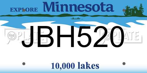 JBH520 Minnesota License Plate