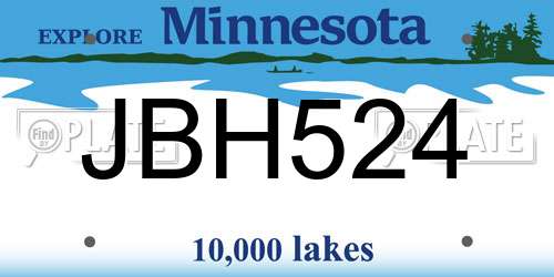 JBH524 Minnesota License Plate