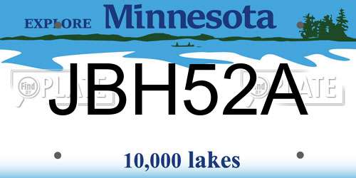 JBH52A Minnesota License Plate