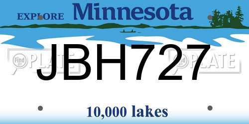 JBH727 Minnesota License Plate