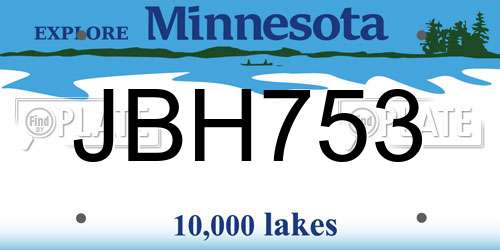 JBH753 Minnesota License Plate