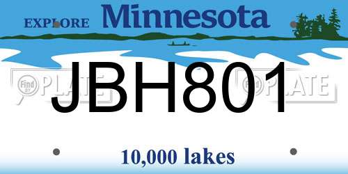 JBH801 Minnesota License Plate