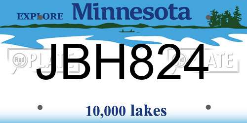 JBH824 Minnesota License Plate