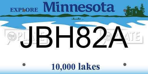 JBH82A Minnesota License Plate