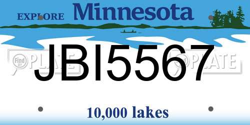 JBI5567 Minnesota License Plate