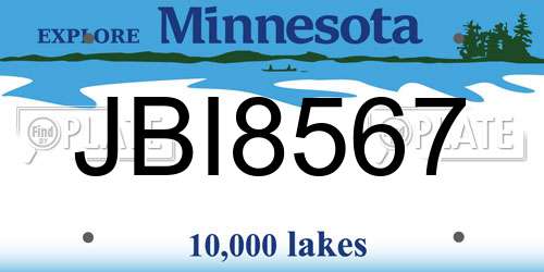 JBI8567 Minnesota License Plate