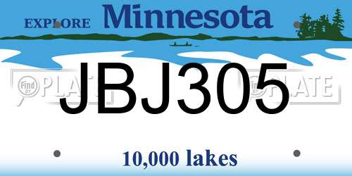 JBJ305 Minnesota License Plate