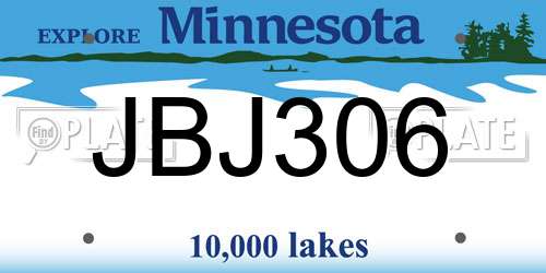 JBJ306 Minnesota License Plate