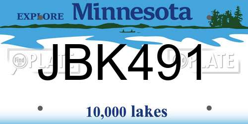 JBK491 Minnesota License Plate