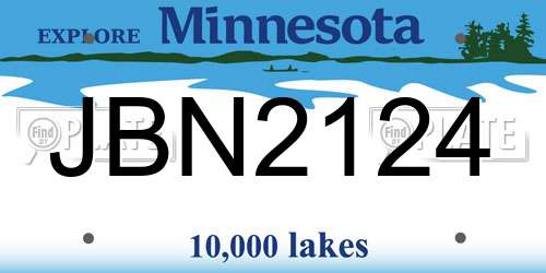 JBN2124 Minnesota License Plate