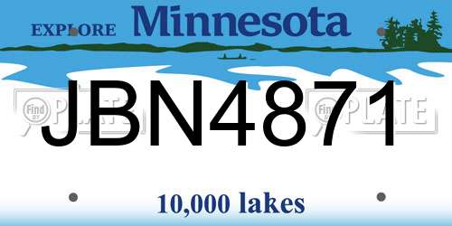 JBN4871 Minnesota License Plate