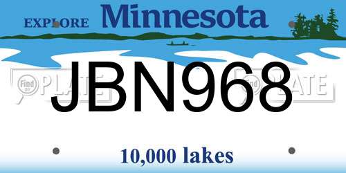 JBN968 Minnesota License Plate