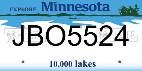 JBO5524 Minnesota License Plate