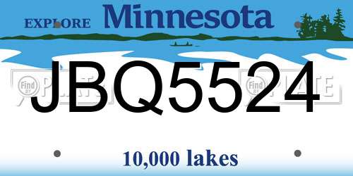 JBQ5524 Minnesota License Plate