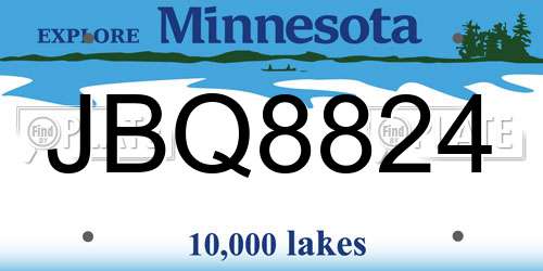 JBQ8824 Minnesota License Plate