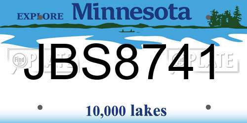 JBS8741 Minnesota License Plate