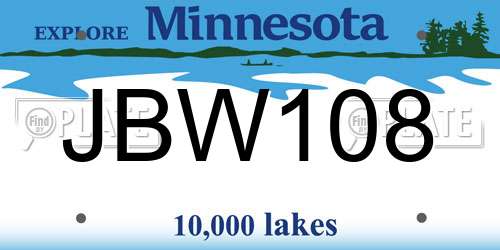 JBW108 Minnesota License Plate